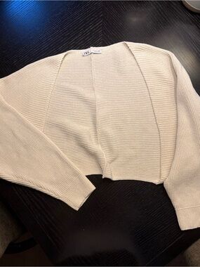 Zara Open Ribbed Knit Bolero/cardigan Large